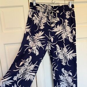 Kenar Navy and White Floral Jogger Pants